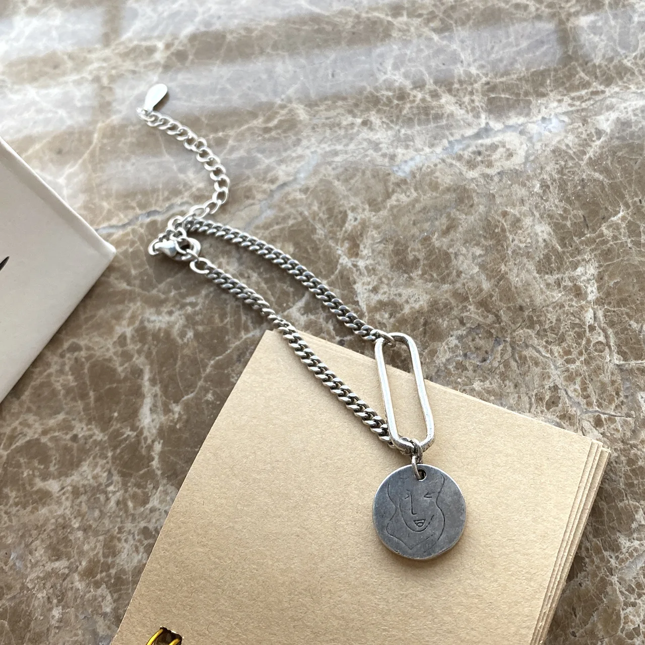 925 Sterling Silver Bracelet Retro Round Brand Portrait Pendant Thai Wild Hip-hop Punk Style Couple | Украшения и аксессуары