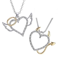 silver color chain necklace jewelry choke rhinestone heart pendant couple necklaces for lover women men boy girl lady gift