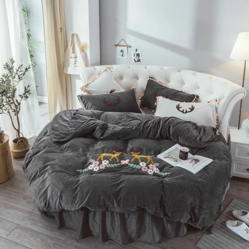 4 шт. круглая простыня наволочка пододеяльник набор с кисточками край