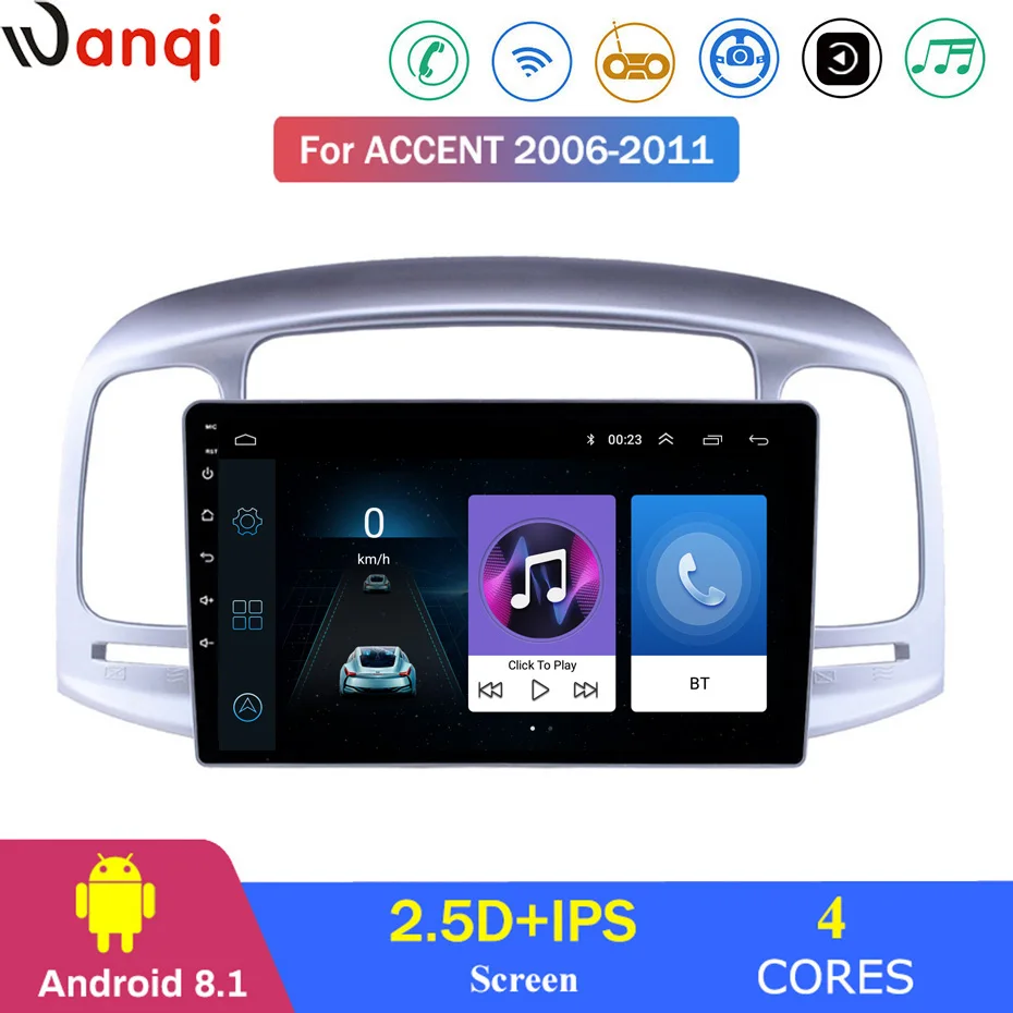 Для hyundai Accent 2006-2011 Автомобильный Радио Мультимедиа Видео плеер навигация gps Android 8 1