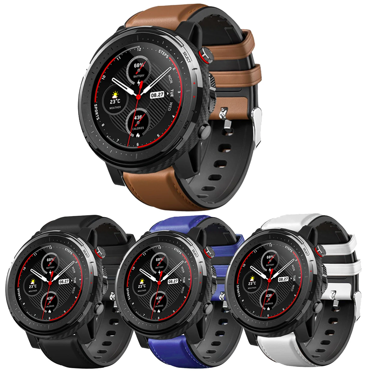 

Ремешок сменный из кожи и силикона для смарт-часов Huami Amazfit Stratos 3, 22 мм