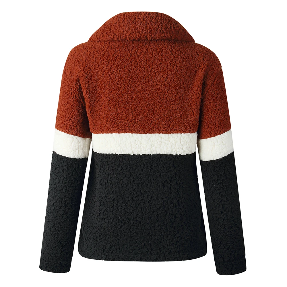 

Women Thick Warm Fur Hoodies Casual Patchwork Fleece Jackets Soft Zip-up Coats Elegant Soft Sweatshirts Teddy Outwear
