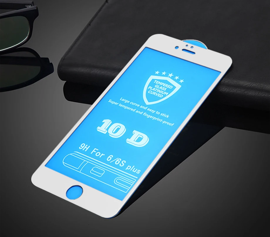 50 штук 10D полное покрытие из закаленного стекла для Apple iPhone 11 Pro XS Max XR X 8 Plus 7 6 6S SE 5 5S Защитная пленка для экрана