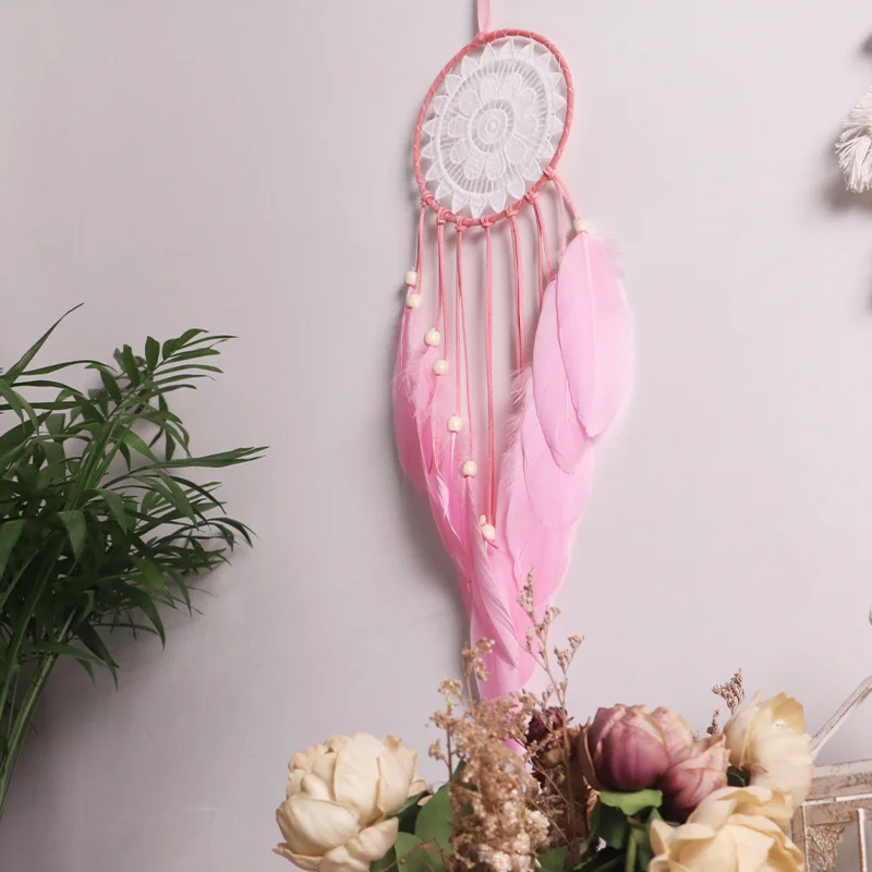 Kawaii номер Декор в виде большого розового Ловец снов Спальня Nordic настенный