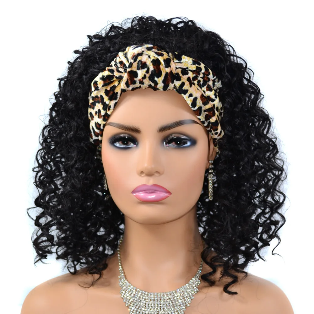 

DAN BO Curly Wavy Hair Band Wigs Brazilian Ladies Wig Hair Band No Glue Scarf Wig