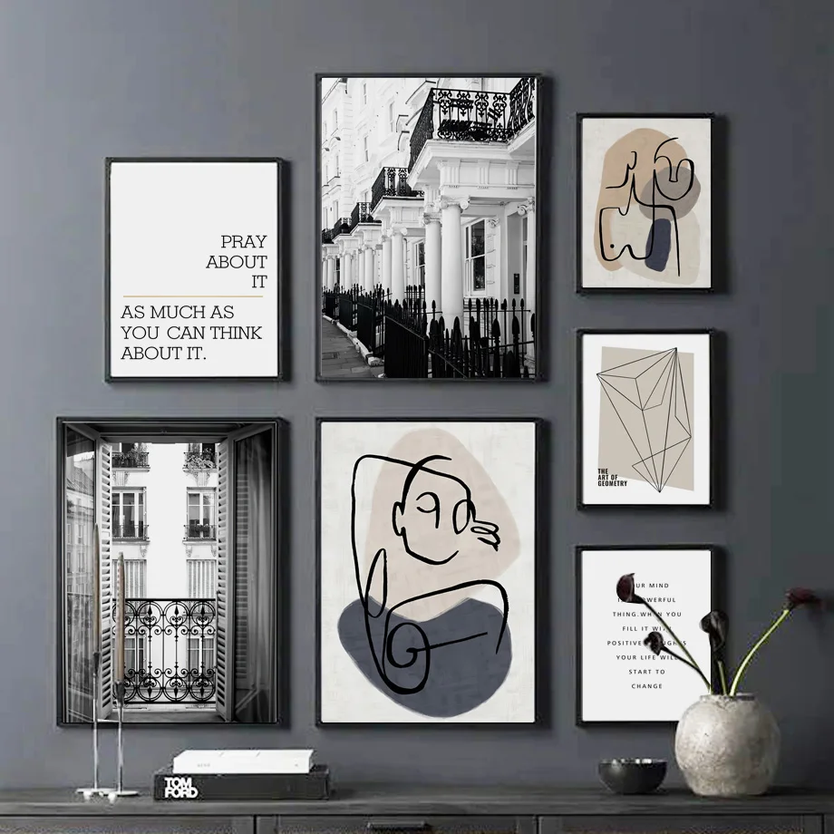 

Canvas Painting Abstract Line Paris Balcony Street Quotes Nordic Vintage Posters Prints Wall Art Pictures For Living Room Decor