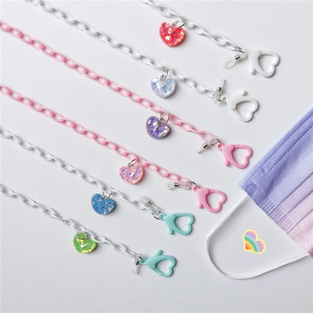 

Women Heart Shape Acrylic Outdoor Sports Glasses Chain Holder Glasses Holder Strap Eyewear Braid Sunglasses Lanyard