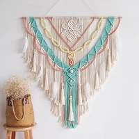 New Hand-woven Colour Macrame Tapestry Wall Hanging with Stick Art Bohemian Crafts Wall Decor Gorgeous Tapestry For Home Bedroom