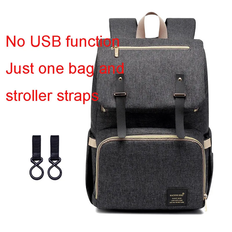 Black Diaper Bag Сумка для подгузников, рюкзак для мамы,, USB, уход за ребенком, сумки для подгузников для кормления, модный дорожный рюкзак для подгузников для коляски, комплект - Цвет: Black Diaper Bag