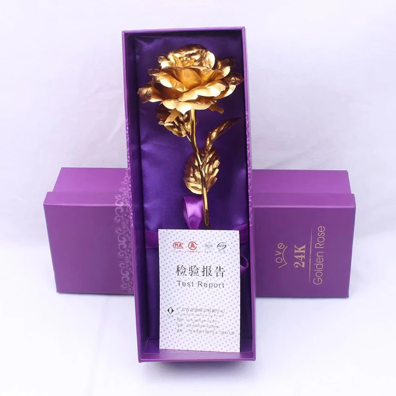 24K золотые фольгированные розы искусственные цветы украшение для дома на день