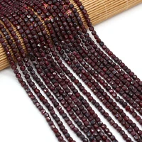 4mm natural stone cube garnet beads irregular faceted loose bead for jewelry making diy necklace bracelet accessories