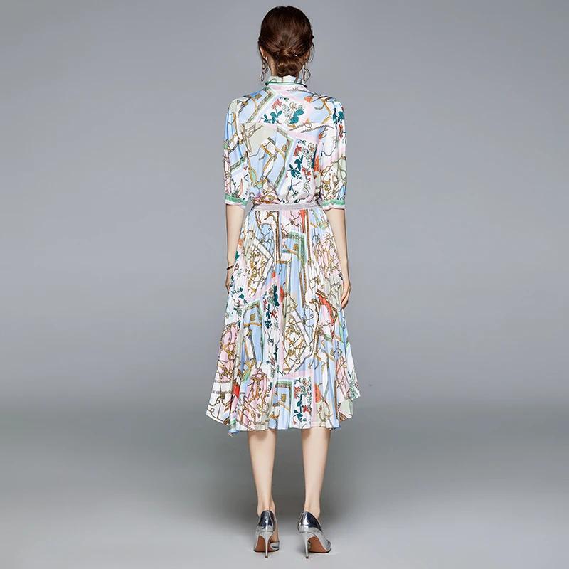 

korean dress Women 2021 summer Dress new asymmetric stitching printing tie set