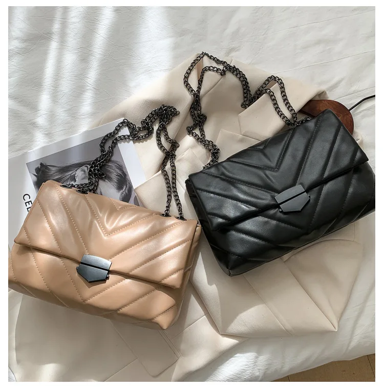 

New Casual Handbags Chain Crossbody Bags For Women Simple Shoulder Fashionable Bag Ladies Design PU Leather Messenger Bags