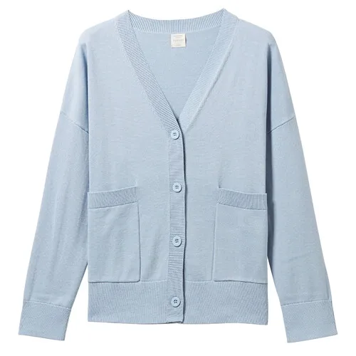 21Blue Giordano женский кардиган с v образным вырезом на пуговицах, из натурального хлопка - Цвет: 21Blue