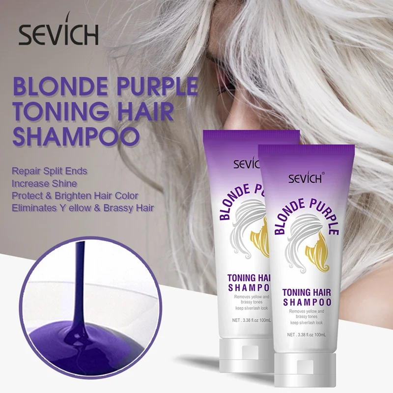 

Sevich Salon Hair Bleaching Shampoo Bleached Hair Shampoo for Silver 100ml Blonde Purple Ash Removes Yellow Brassy Tones Blonde