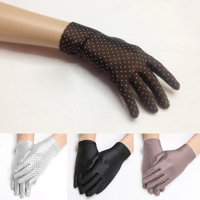 

2020 New Arrivals Women Gloves Dots Sunscreen Anti-UV Gloves Spandex Sun Protection Gloves Etiquette Elastic Thin Gloves Fashion