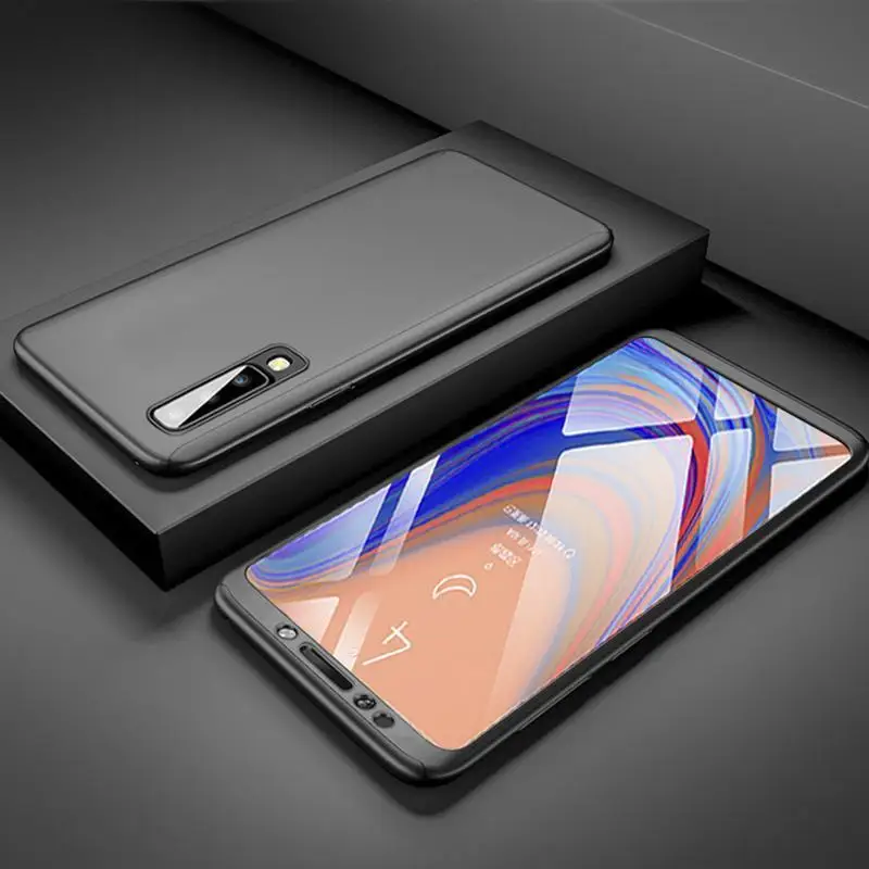Черный 360 Полное покрытие чехол для samsung Galaxy A70 A60 A50 A40 A30 A20 A20E A10 Защита Чехол для samsung Note10 S8 S9 S10 плюс Чехол - Цвет: Черный