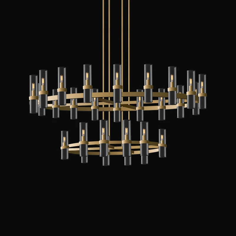 

2 Layer Retro Gold Silver Black Round Chandelier Lighting Fixtures Hanging Lamps Lustre Suspension Luminaire Lampen For Foyer