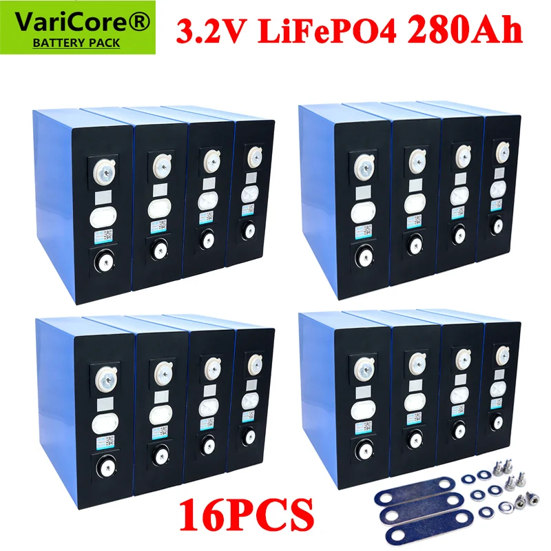 

16x 3.2V 280Ah LiFePO4 batteries DIY 4s 12V 24V 280AH Rechargeable battery pack for Electric car RV Solar Energy storage system