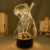 led night light anime rurouni kenshin for bedroom decor light battery powered birthday gift manga 3d lamp kenshin himura