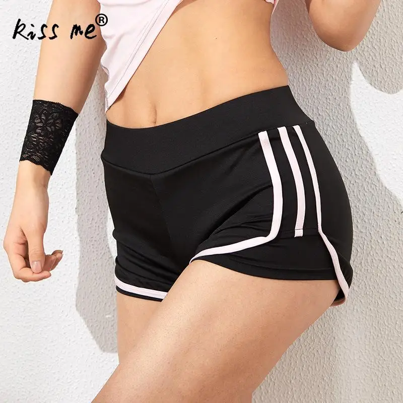 Однотонные женские спортивные шорты беговой костюм женский эластичный пояс