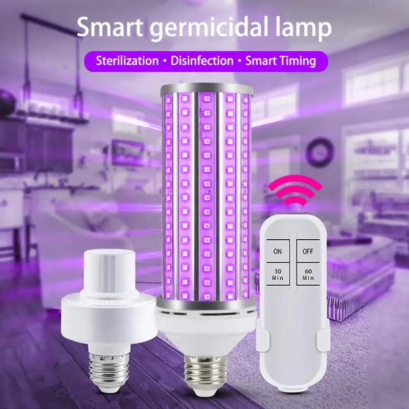 195LED 60 Вт E27 Портативный стерилизатор UV светильник бактерицидная УФ-лампа для дома