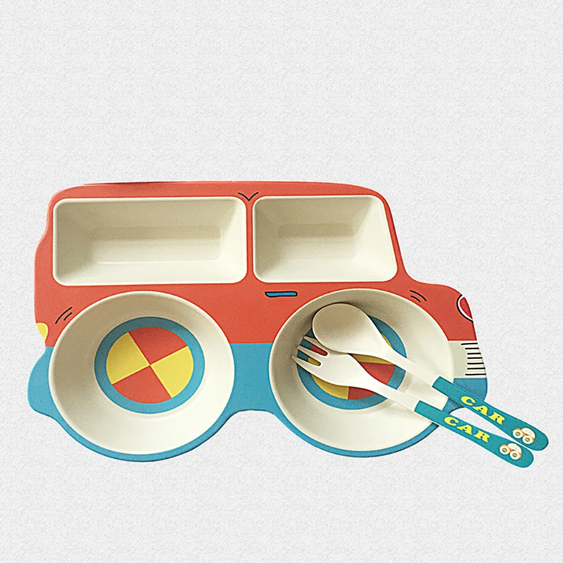 Милая детская посуда автомобильный отсек миска из натурального бамбукового