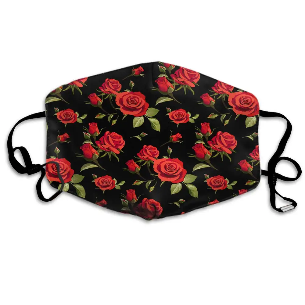 Защитная маска для женщин и девушек лица с цветочным узором красными розами на