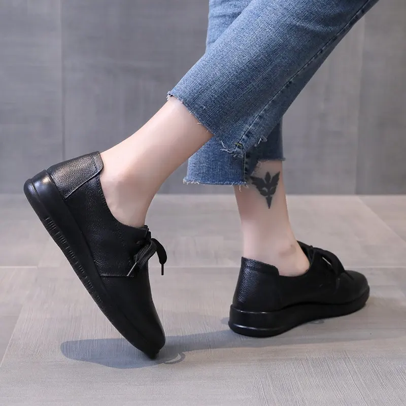 Туфли-оксфорды женские из натуральной кожи Офисная удобная повседневная обувь