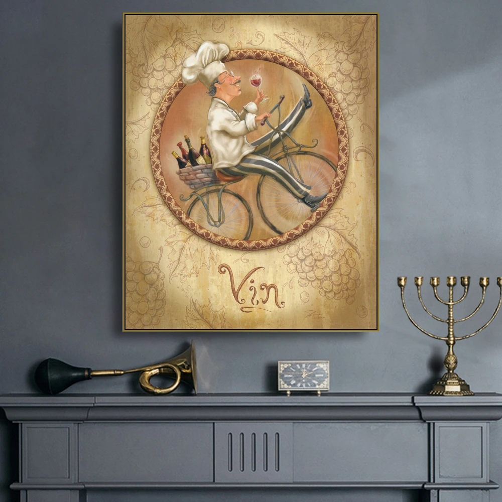 Laeacco Смешные постеры шеф-повара натюрморт Картина на холсте принты для гостиной