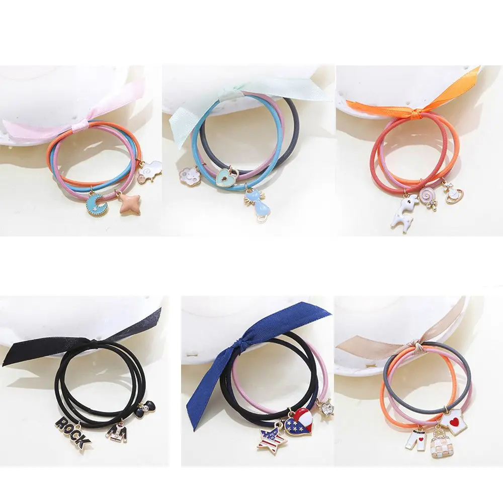 Корейские милые животные лук резинка для волос многослойная овца олень кошка