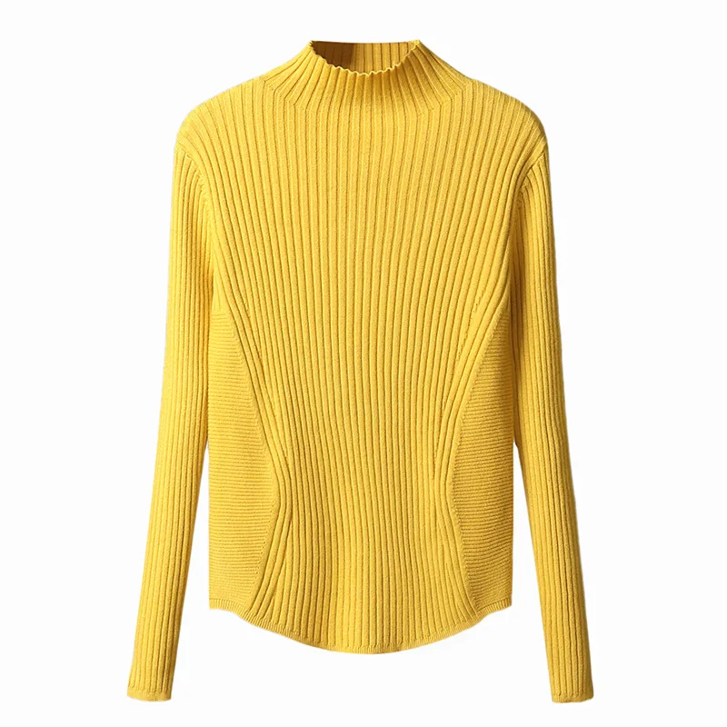 Женский базовый свитер с высоким воротом толстый теплый пуловер длинным рукавом