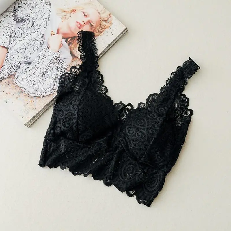 

Bras Lingerie Women Sexy Bralette Female Plus Size Vest Crop Wireless Bras Female Lace Solid Color Underwear Sexy Tube Top