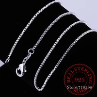 40cm 60cm thin real 925 sterling silver slim box chain necklace women girls children 16 24inch jewelry kolye collares collier