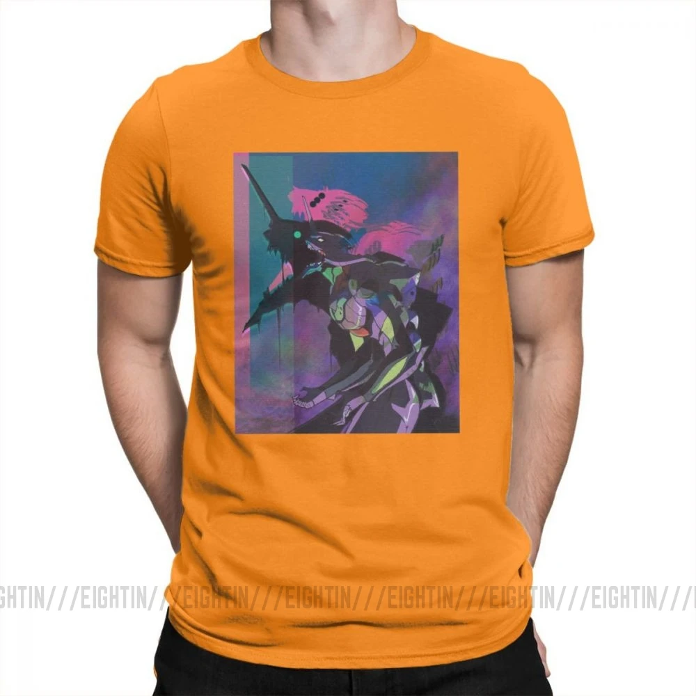Evangelion Vapor единица 01 Повседневная футболка мужская одежда с короткими рукавами белая футболка из хлопка с круглым вырезом - Цвет: Оранжевый