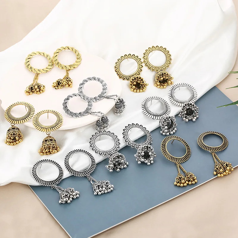 Серьги-подвески в виде колокольчиков тибетском стиле | Украшения и аксессуары