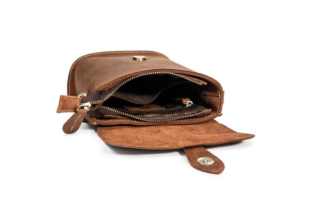 

Vintage Crazy Horse Leather Shoulder Bag Small Genuine Leather Men Messenger Bags