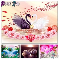 diamond painting stick drill cross stitch set full whole picture rhinestone 5d embroidery decor wall chart love swan rose flower