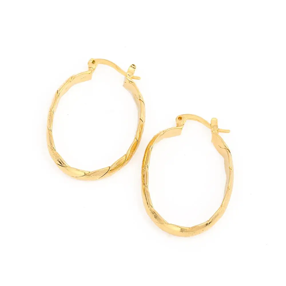 Модные 24k золотой цвет геометрические формы твист обруч серьги женские простые