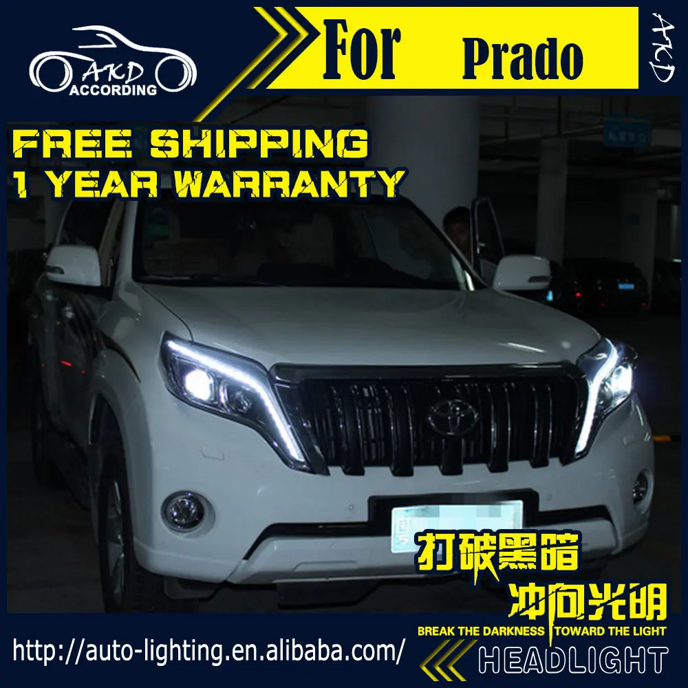 AKD автостайлинг фары для Toyota Prado динамический сигнал светодиодный ные DRL D2H Hid