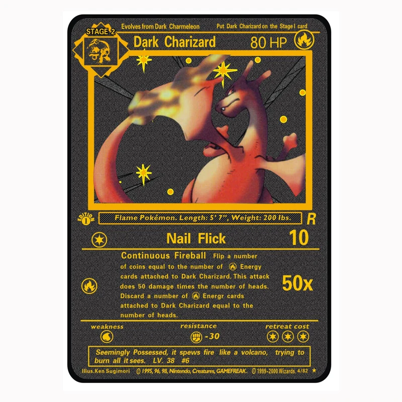 Pokemon Cards 15 species Charizard Max Custom Metals V Vmax Cardrainbow Gold Card-Hp 508 330 350 Children's toys | Игрушки и хобби