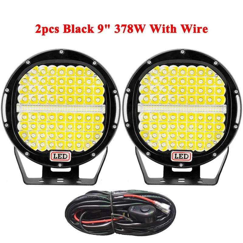 2pcs Black 378W VISORAK супер яркий 9 дюймов 378 Вт внедорожный светодиодный рабочий светильник для 4WD 4x4 внедорожника SUV ATV светодиодный головной светильник Автомобильный светодиодный головной светильник - Цвет: 2pcs Black 378W
