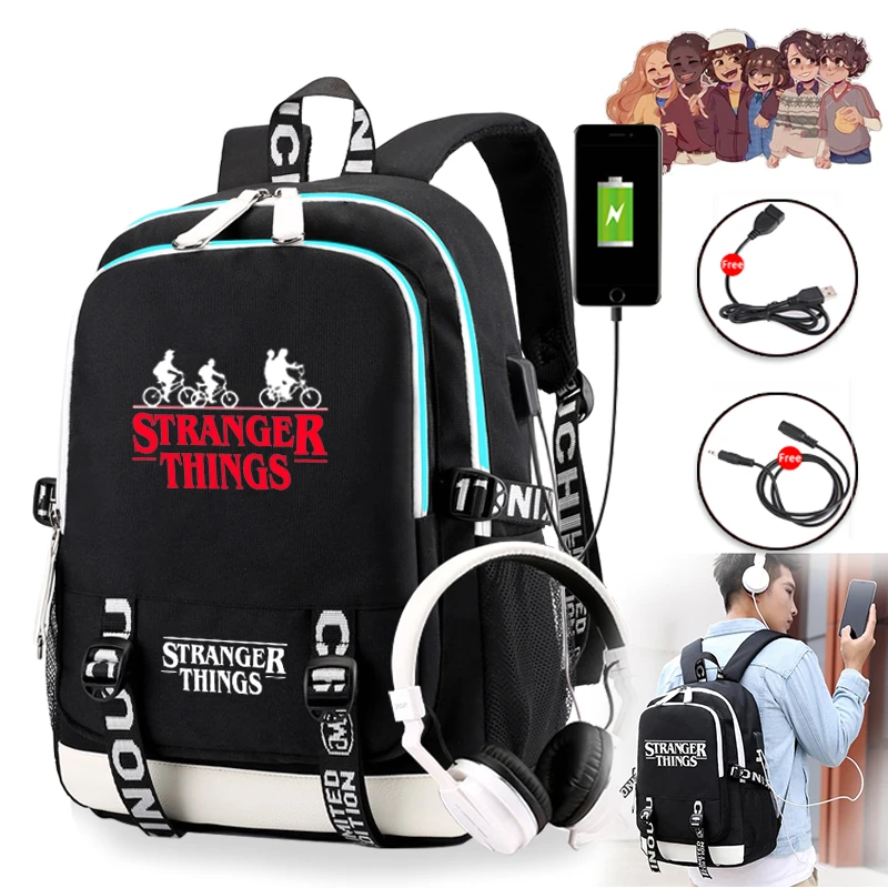 

Stranger Things 3 Multifunction USB Charge School Bags Students Boys Girls Rucksack Laptop Backpack for Teenagers Travel Bags