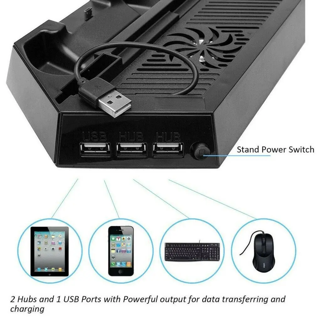 ТОНКАЯ вертикальная подставка для PS4 и контроллер охлаждения вентилятора