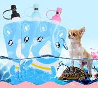 pet dog travel water bottle dispenser foldable plastic dog cat drinking water portable outdoor 500ml