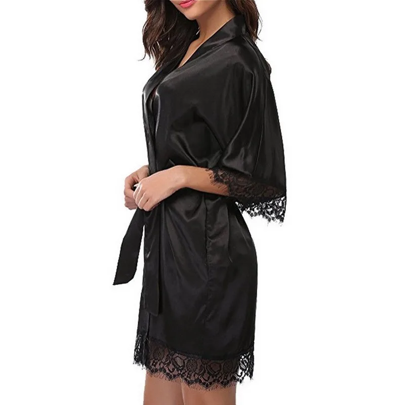 

Халат женский Шелковый, пикантное нижнее белье с поясом, ночная рубашка, Женская пижама, кружевное белье, 2020