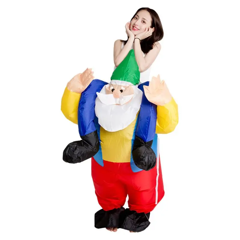 

Unisex Santa Claus Inflatable Costume Ride-On Piggy Back Christmas Cosplay Suit