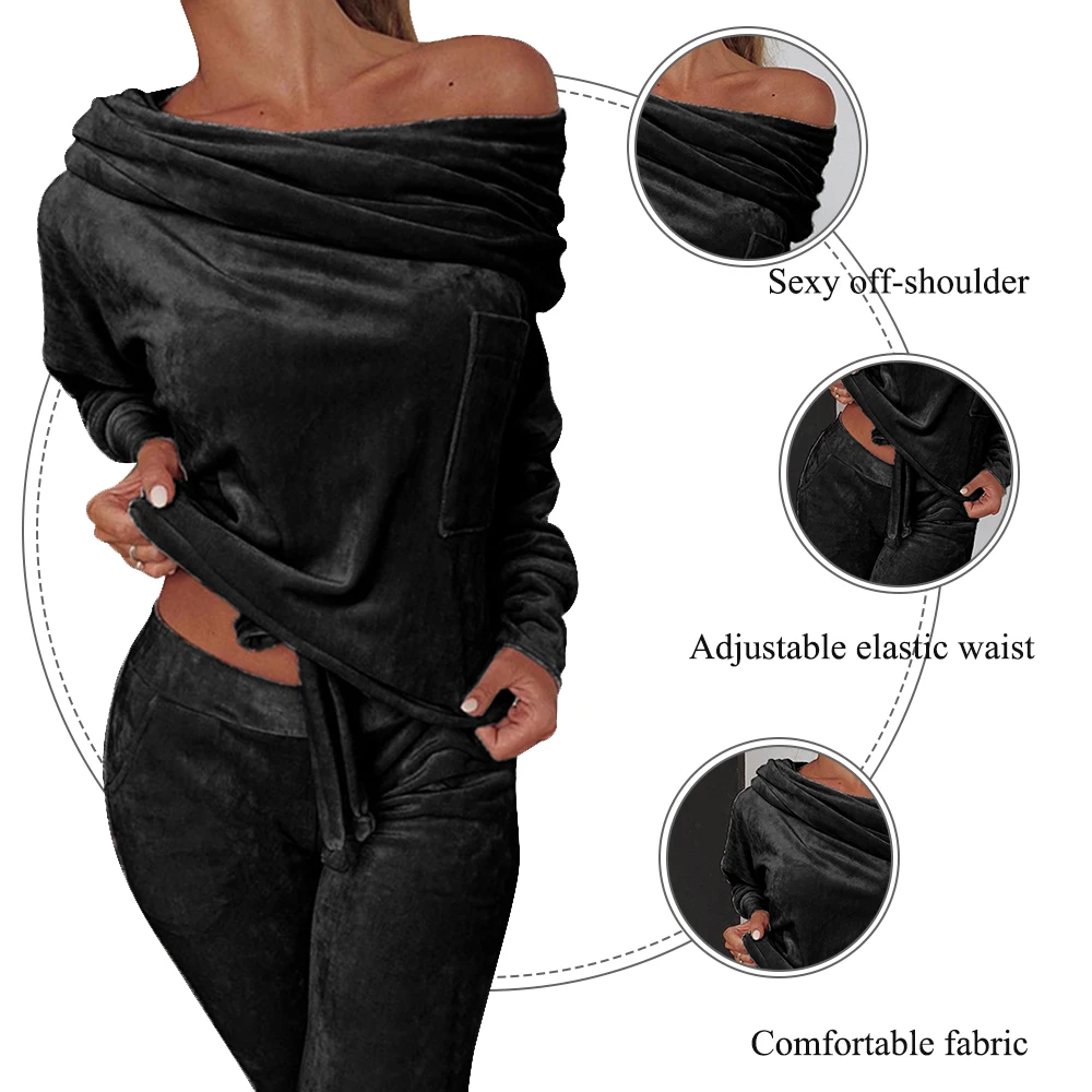 Женский Бархатный спортивный костюм комплект из 2 предметов толстовка свитшот на