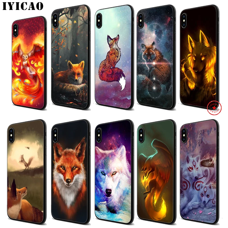 IYICAO милый мягкий черный силиконовый чехол с изображением лисы для iPhone 11 Pro Xr Xs Max X