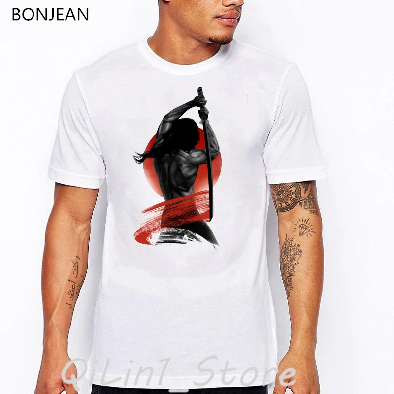 

Футболка мужская с японским Самураем, винтажная тенниска с принтом заката, топ с коротким рукавом в стиле аниме, оверсайз, лето